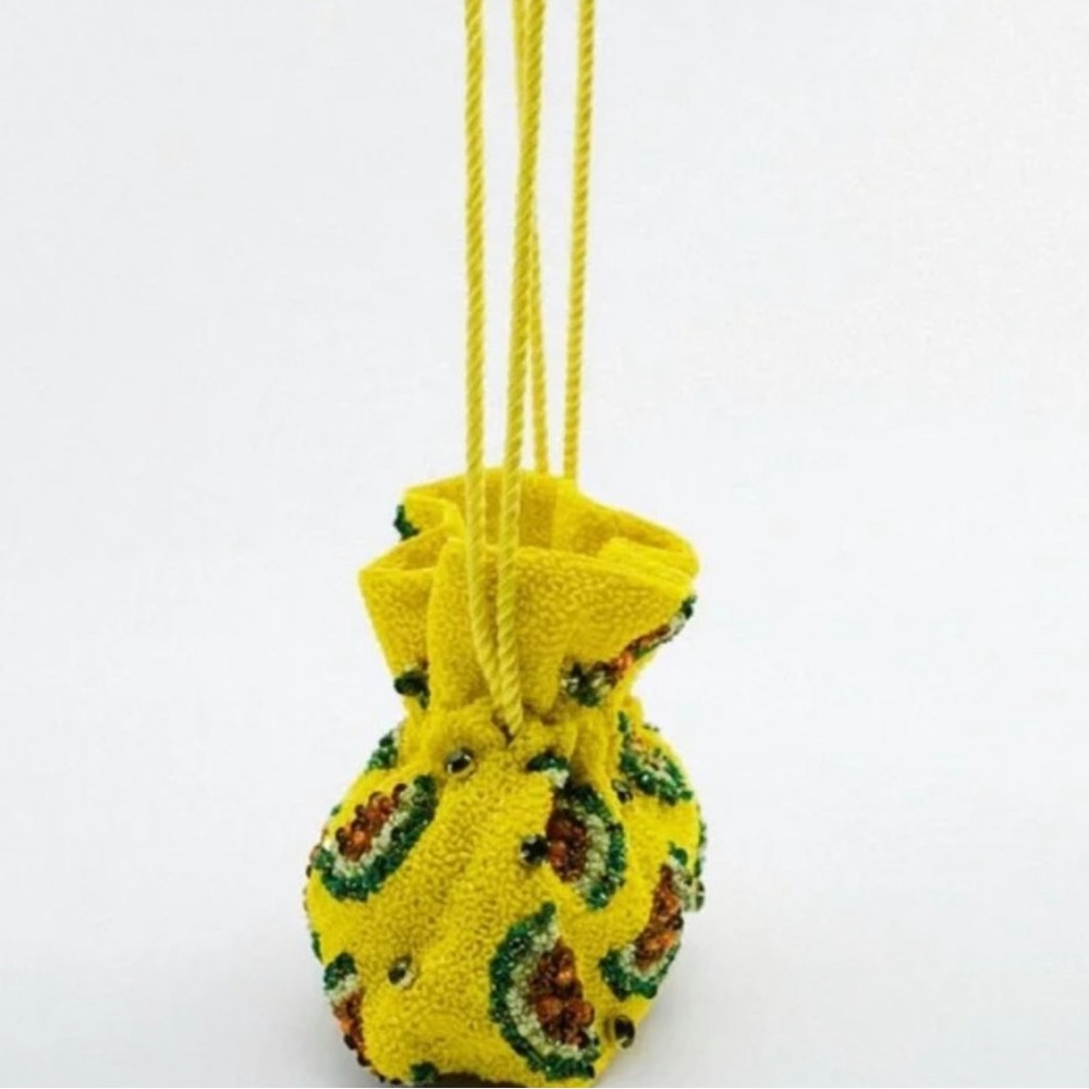 ZARA Beaded Bucket Bag yellow - Picture 3 of 4